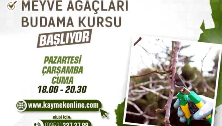 Kayseri Büyükşehir Belediyesi Vatandaşlara Meyve Ağaçları Budama Kursu Düzenliyor