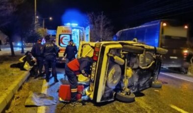 Nevşehir’de refüje çarpan araba takla attı: 5 yaralı