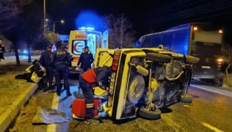 Nevşehir’de refüje çarpan araba takla attı: 5 yaralı